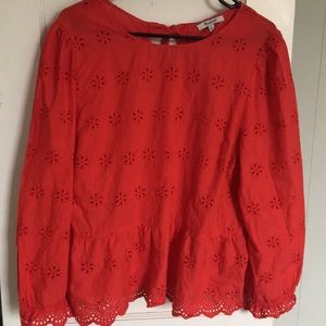 Madewell Red Peplum Blouse